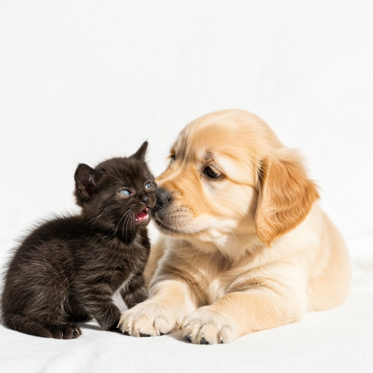 Cachorro e gato juntos