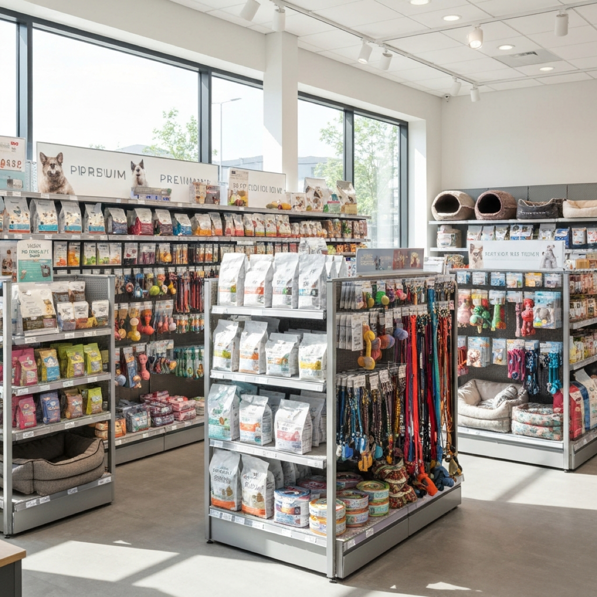 Prateleiras com rações premium